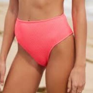 NWT Aerie Pink Crinkle High Cut Cheeky Bikini Bottoms Size S